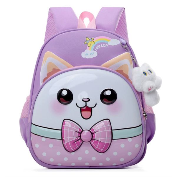 3D Kid's School Bag Cute Baby Backpack with Plush Pendant for Boys &amp; Girls