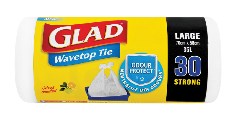 GLAD Wave Top Tie Indoor Bin Bags 30's Large