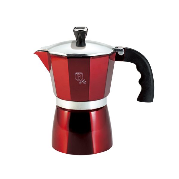 Berlinger Haus 2 Cups Aluminium Coffee Maker - Metallic Burgundy Collection