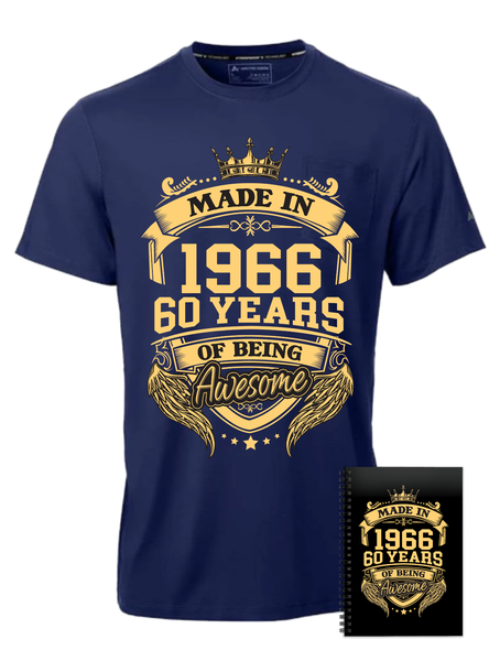 60 Years Old Made in 1966 Birthday Gift Navy T-shirt
