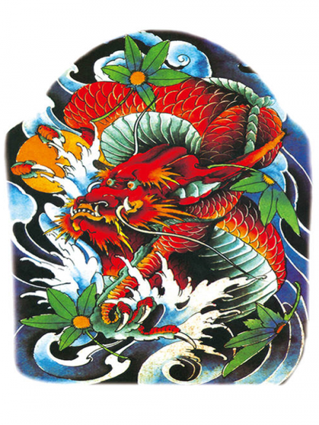 Tattoo - Waterproof High Quality Skin Safe - Maroon Dragon Back