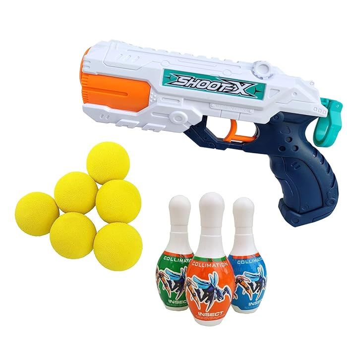 Magic 2-in-1 Water Blaster with Bowling Pins Foam Bullets Pretend Play ...