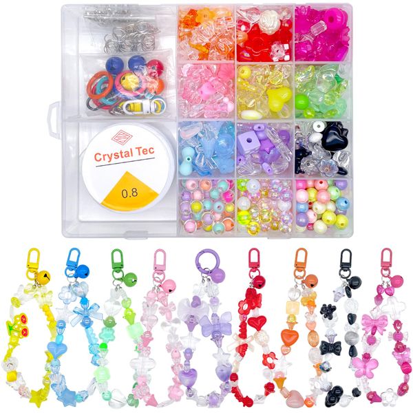 750 PCS Acrylic Beads for Bracelet Making - Cute Beads for Keychain Making