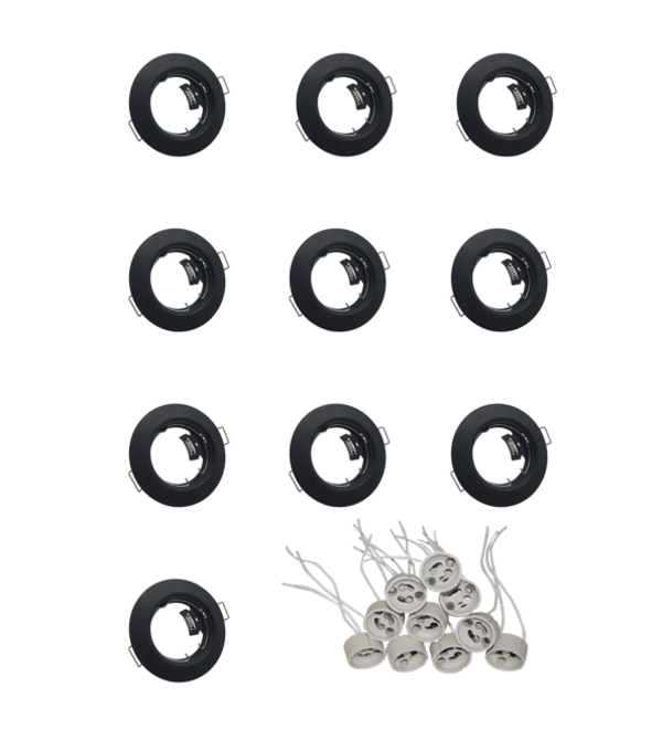 MrSmart-Black Downlight Fittings With FREE GU10 Holders - Pack Of 10.