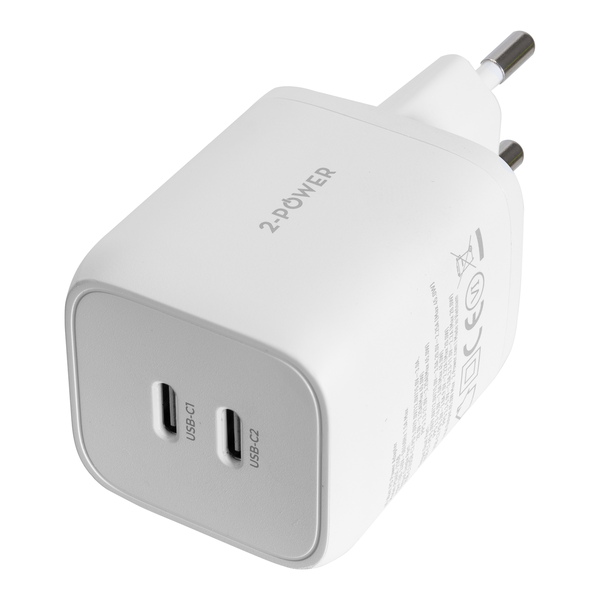 2-Power High Output 65W Dual USB Type-C Port Wall Charger | 2PWC65W02G-EU