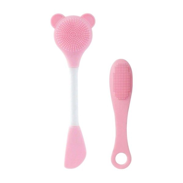 2 Piece - Facial Cleansing Brush Set - Pink