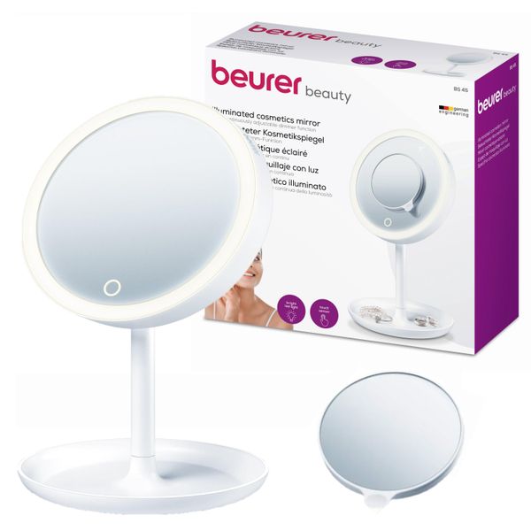 Beurer Cosmetic Mirror / Makeup Mirror with LED Lights &amp; Trinket Tray BS 45