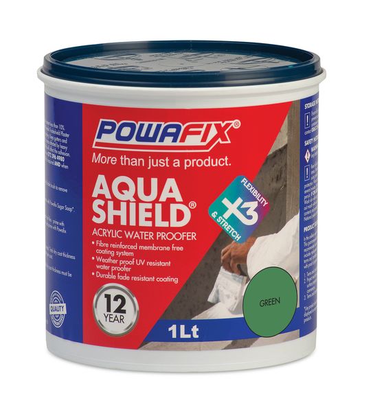 Powafix Aquashield 1 L Green Fibre reinforced Pure Acrylic waterproofer