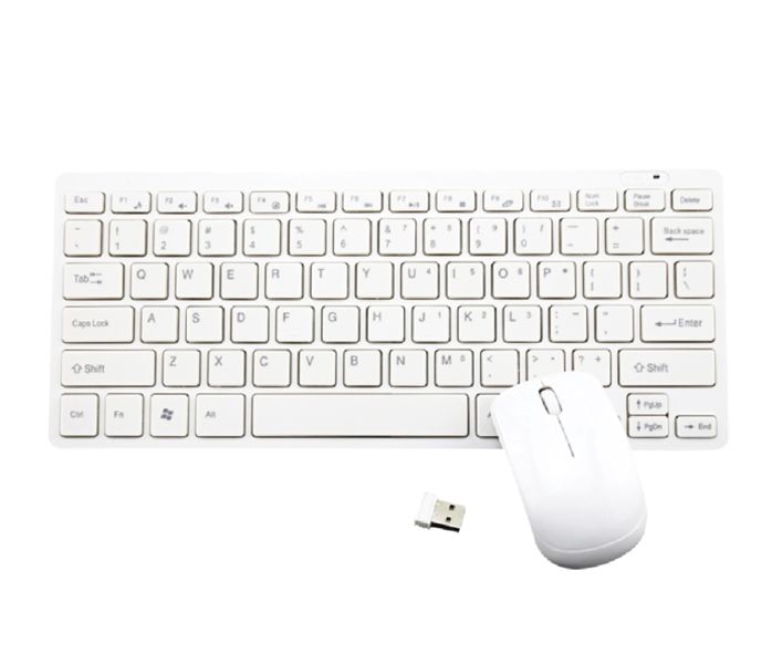 Ultra Thin Mini Wireless Keyboard &amp; Mouse Set - White