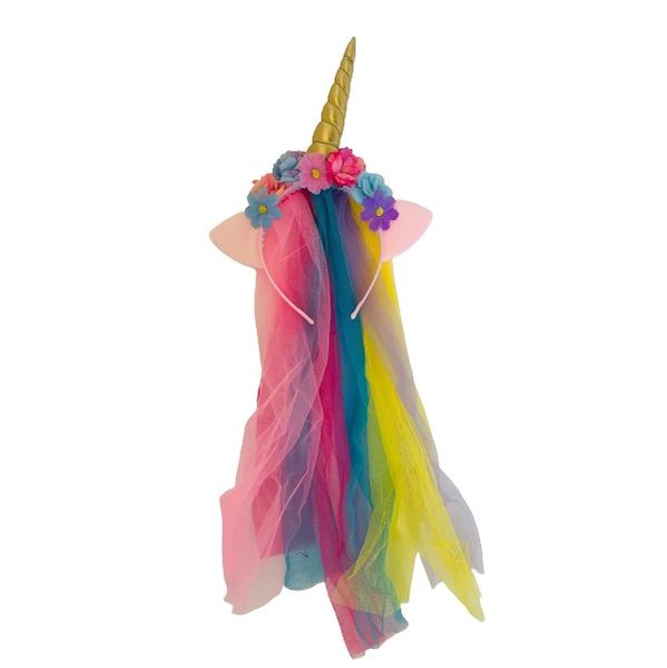 Magical Unicorn Alice Band with Rainbow Mesh