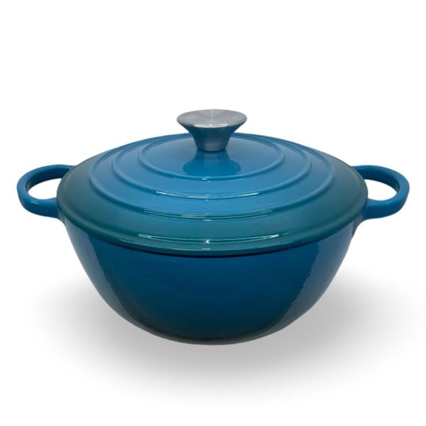 Moroccan Blue Enameled Cast Iron Dutch Pot