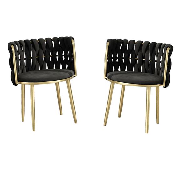 Velvet Stylish Back Arm Chair - Set of 2 - Y348