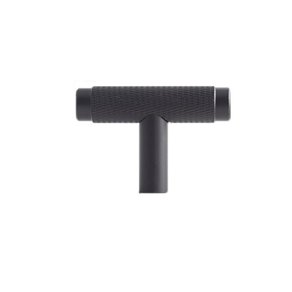 10 pack Knurled T-Bar Cabinet Pulls - Matte Black /Brushed Gold Finish