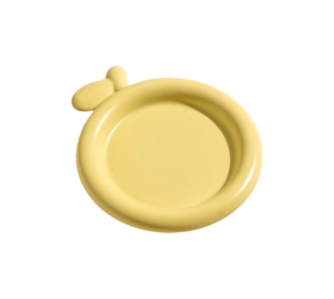 Dual-Design Ceramic Cat Bowls Leaf &amp; Flower Shapes - Yellow - Green