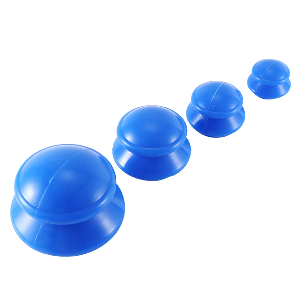 Blue Vacuum Cans Massage Silicone Cupping Moisture Absorber 4 Pieces