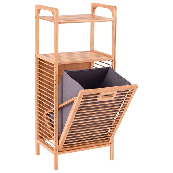 Bamboo Storage &amp; Laundry Basket 2-Tier