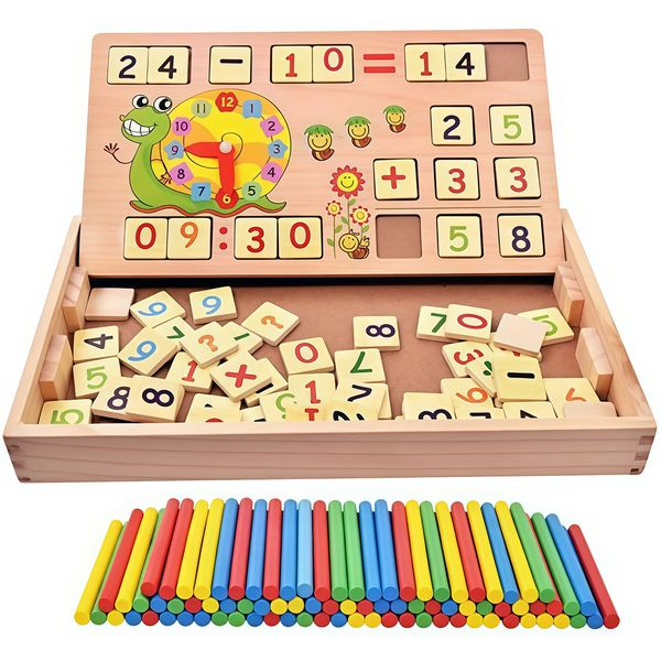 Children Wooden Montessori Math Toy, Double Sided Board