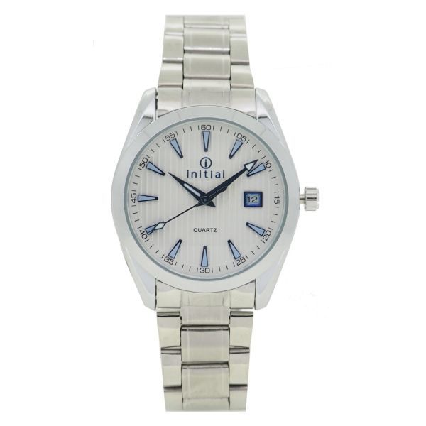 Initial Gents Metal Strap Watch With Date WK9072