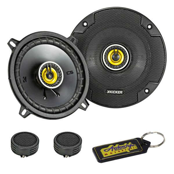 Kicker CS-Series 225W 5.25" 2-Way Coaxial Speakers &amp; Evo Tweeters &amp; Keyring