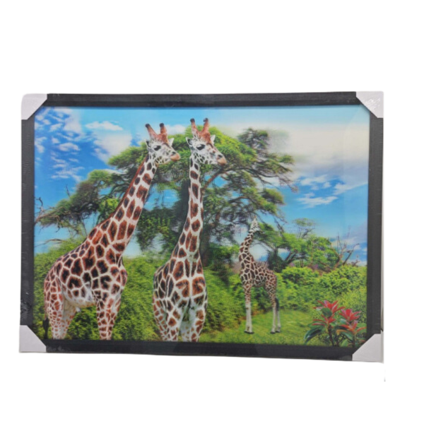 Giraffe Family Wooden Framed Wall Art 50x70cm