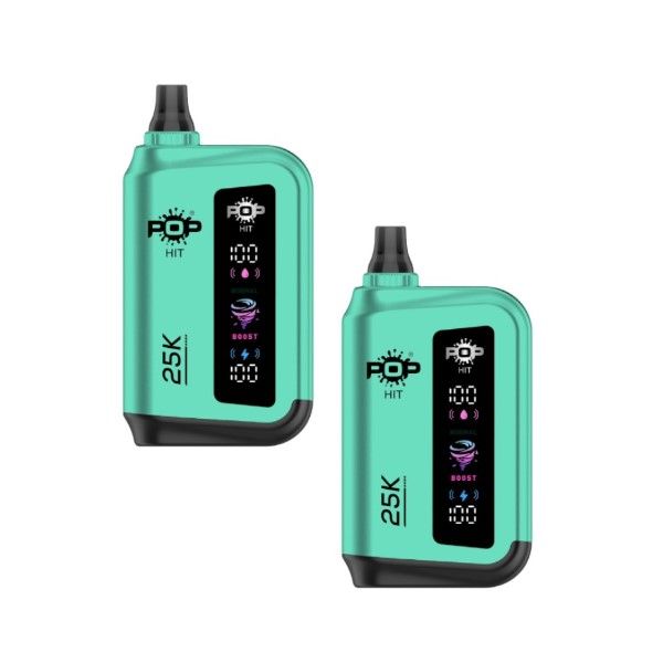Pop Hit Rechargeable Vape Bar 25K Puffs 50mg - Simply Mint - 2 Pack