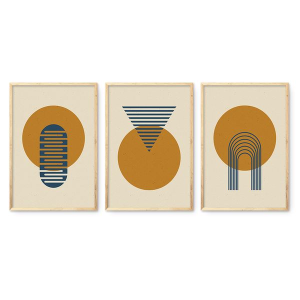 Cape Art Framed Canvas 3 Piece 40x60cm Geometric Minimalist