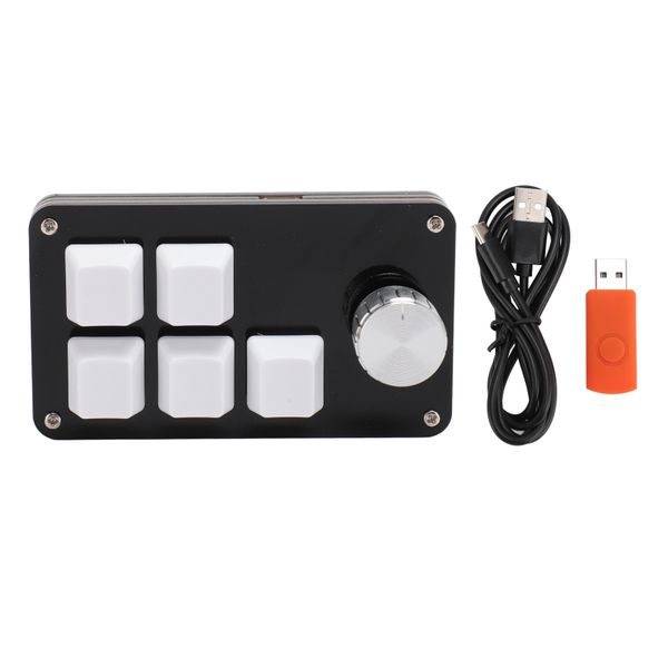 5 Key Mini Keypad Blue Switch, Knob, One Handed Gaming