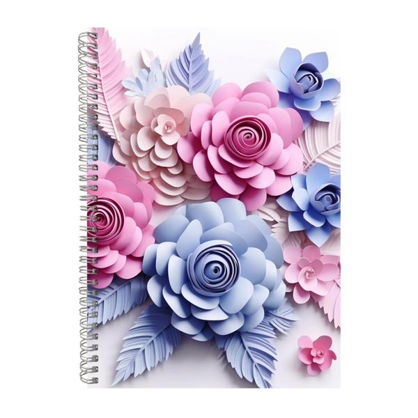 Rose Pink Purple And Blue Flowers 2 Notebook Gift Idea A4 Notepad Pad 107