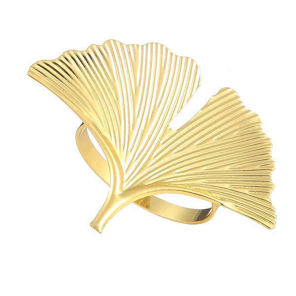 New Ginkgo Biloba Leaf Gold Napkin Ring - Set of 12