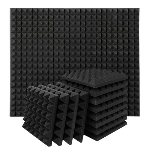 Acoustic Foam+ Echo-Less Pyramid Panels 30x30x5cm (Pack of 12 )
