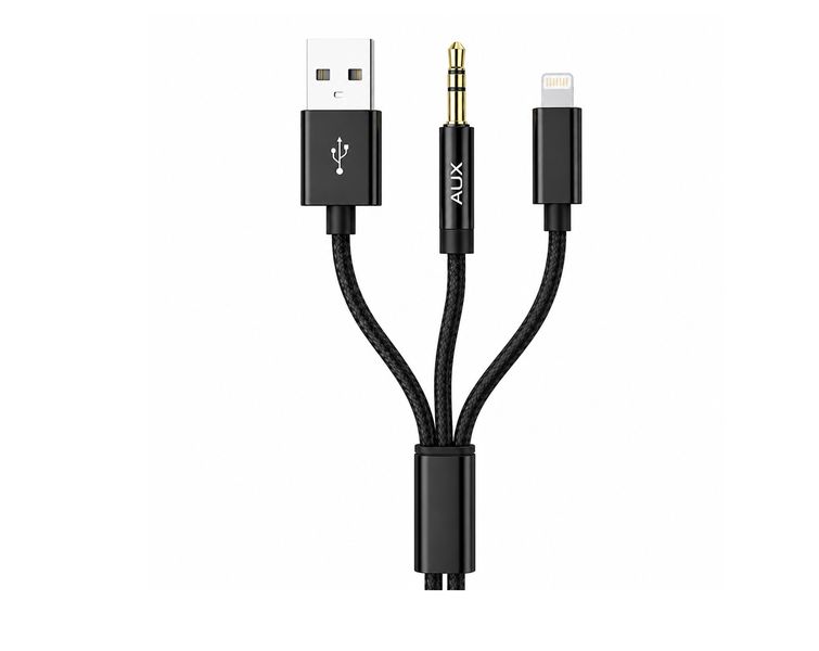 3-in-1 AUX Compatible with iPhone - Lightning to 3.5mm Audio &amp; USB Charging
