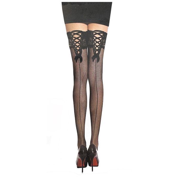 Free Size High Thigh Fishnet Stocking with back Line &amp; Criss Cross