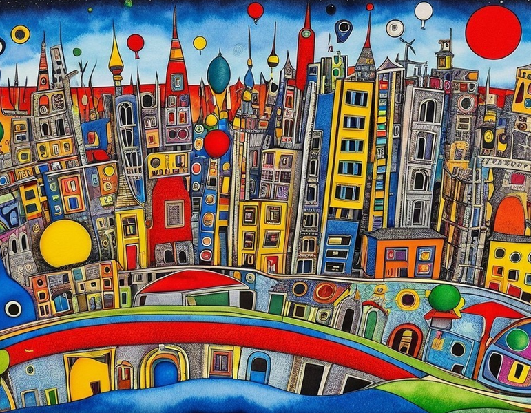 Modern Canvas Wall Art Home Decor - Colourful City