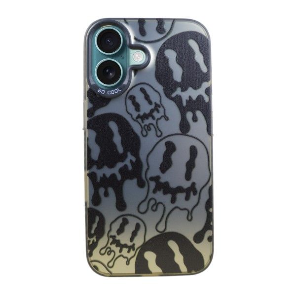 Melted Smiley Chaos Phone Case Compatible with iPhone 16 - Silver