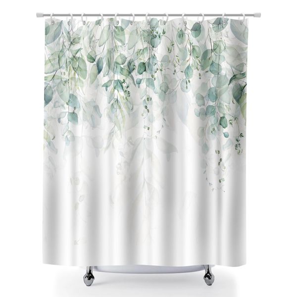 Shower Curtains, 180x180cm Breathable Botanical Print Fabric Shower Curtain
