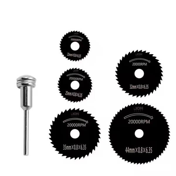 LH Mini Circular Saw Blade Set for Rotary Tools High-Speed Steel - 6Pcs