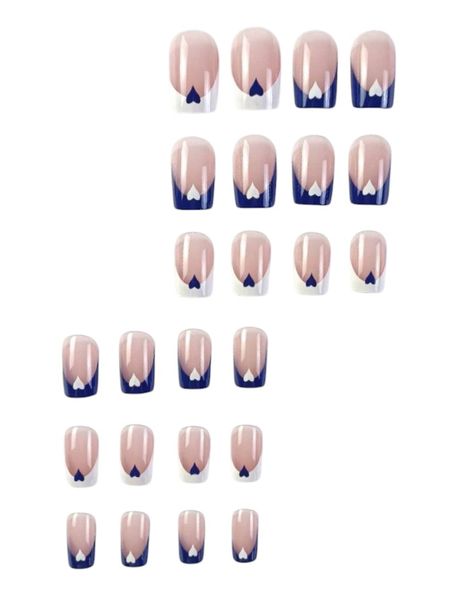 24 Piece - Midnight Chic French Tip Press-On Nails - Multicolour