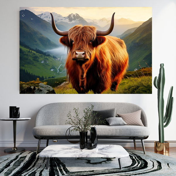 Rootedart Canvas Home Decor Wall Art - Highland Cow