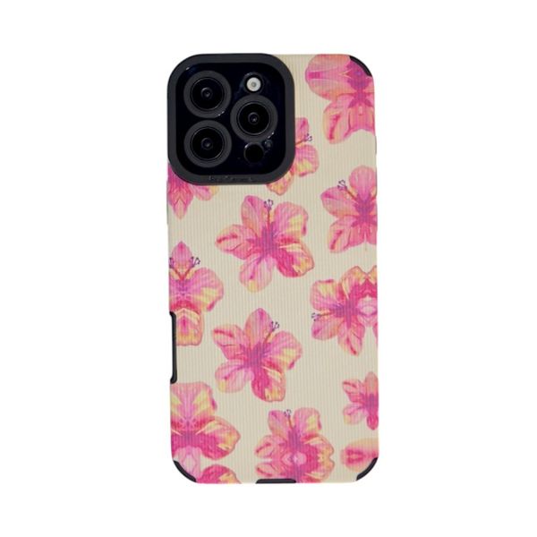 Tropical Blossom Pink Hibiscus Protective Phone Case - Beige