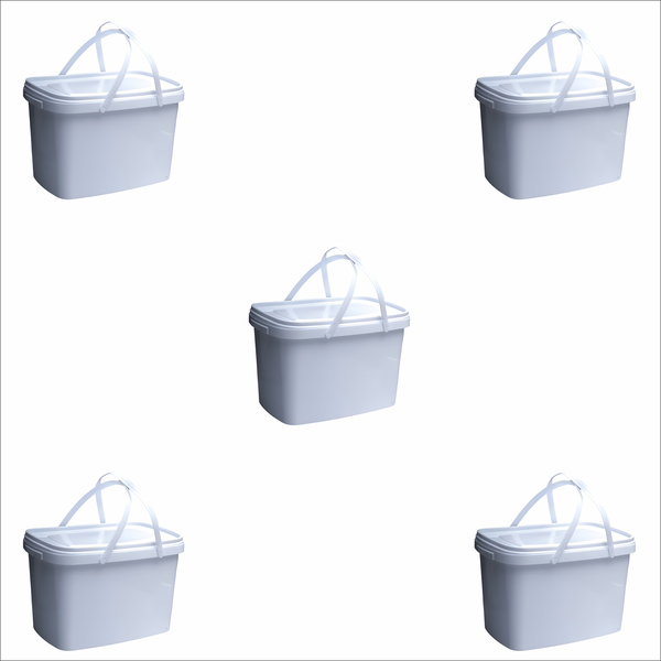 5 x 5L - Rectangular Buckets with Handles and Tamperproof Lids