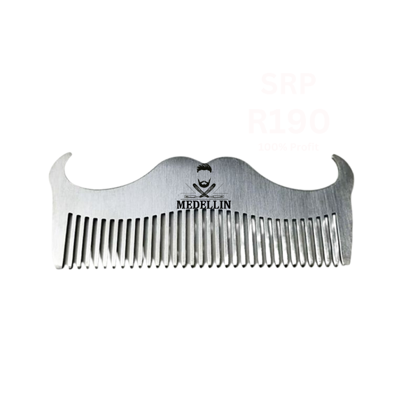 Men's Mustache Trimmers, Stainless Steel Beard Comb - Silver