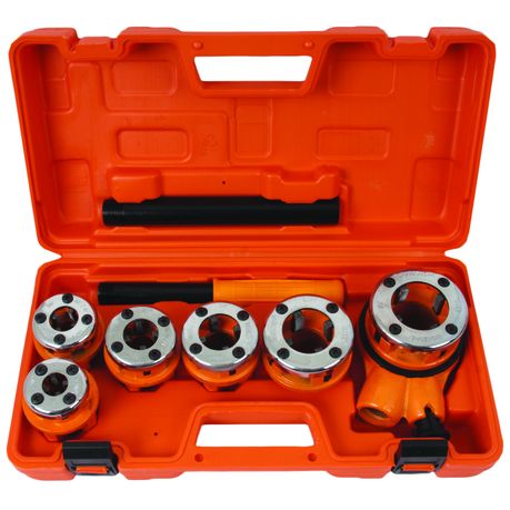 6PC 1/4 3/8 1/2 STEEL TAP & DIE TOOL THREADER THREAD KIT PIPE THREADING  