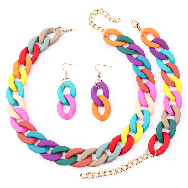Acrylic Chunky Chain Choker Necklace For Women Trendy Bohemain Long Chains