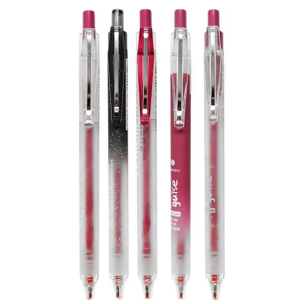 5 Piece - Vintage Bordeaux Design Rollerball Red Gel Ink Pen Set - Maroon