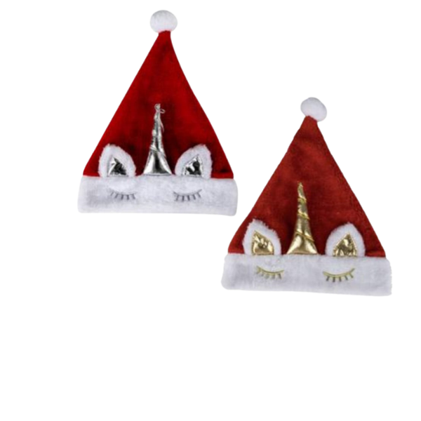 Magical Unicorn Santa Hat Sparkling Christmas Headpiece 2 Pack
