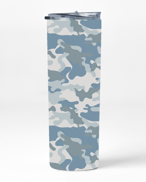 Light Blue Camo 20 Oz Straight Skinny Tumbler Lovers Graphic Present 031