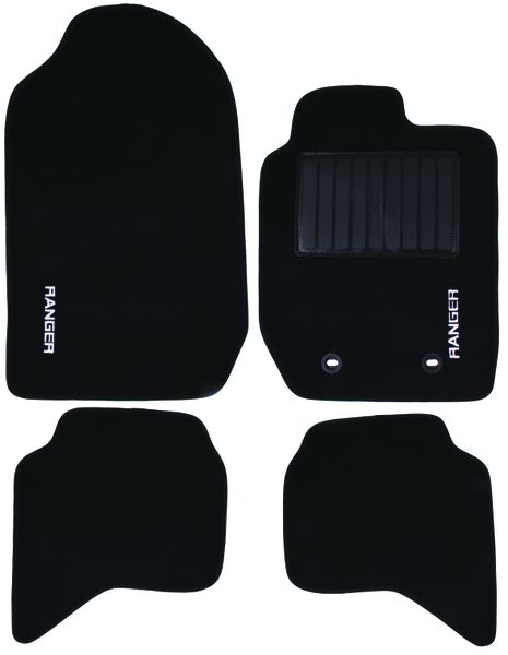 4-Piece Carpet Set Compatible with Ford Ranger T7 (Black)