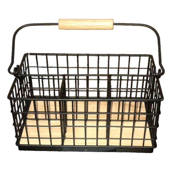 Regent Cutlery Caddy - Black Wire &amp; Wood