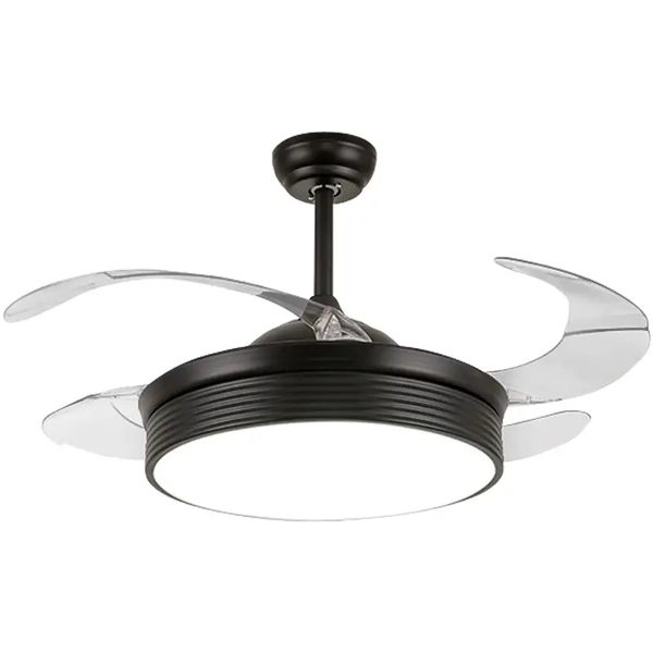 Drlight Morden Black Cover 4 Blade Ceiling Fan With Extendable Blades