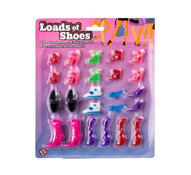 Bulk Pack x 6 Fashion Doll Shoes 12 Pairs Per Pack
